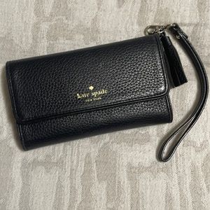 Kate Spade Black Leather Wristlet